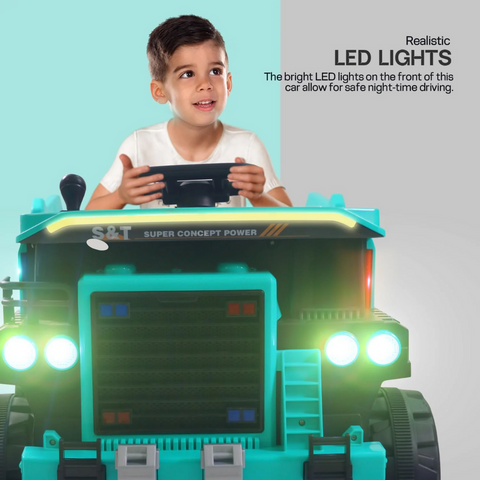 Bluetooth-enabled ride-on truck with rechargeable power for endless adventures