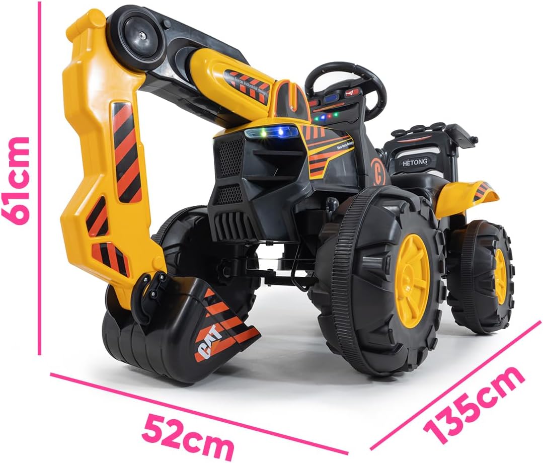 11CART Kids Ride-On JCB Excavator | 12V Battery-Powered Excavator Toy