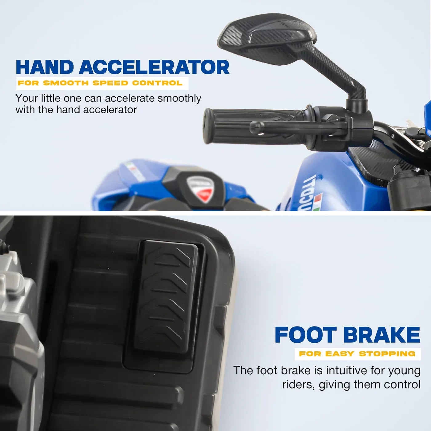 12V Kids Electric Motorcycle Bike with Training Wheels, Music & LED Lights – Ride-On Battery Bike for Boys & Girls Age 2–10 | Ducati Style by 11Cart