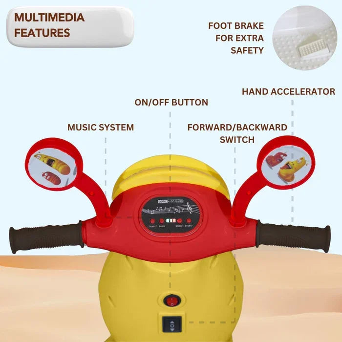 Kids electric ride on scooter with handlebar and footrest