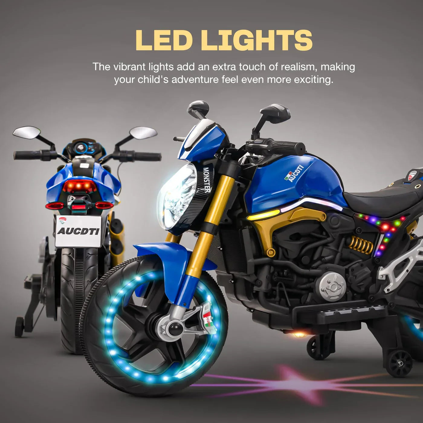 12V Kids Electric Motorcycle Bike with Training Wheels, Music & LED Lights – Ride-On Battery Bike for Boys & Girls Age 2–10 | Ducati Style by 11Cart