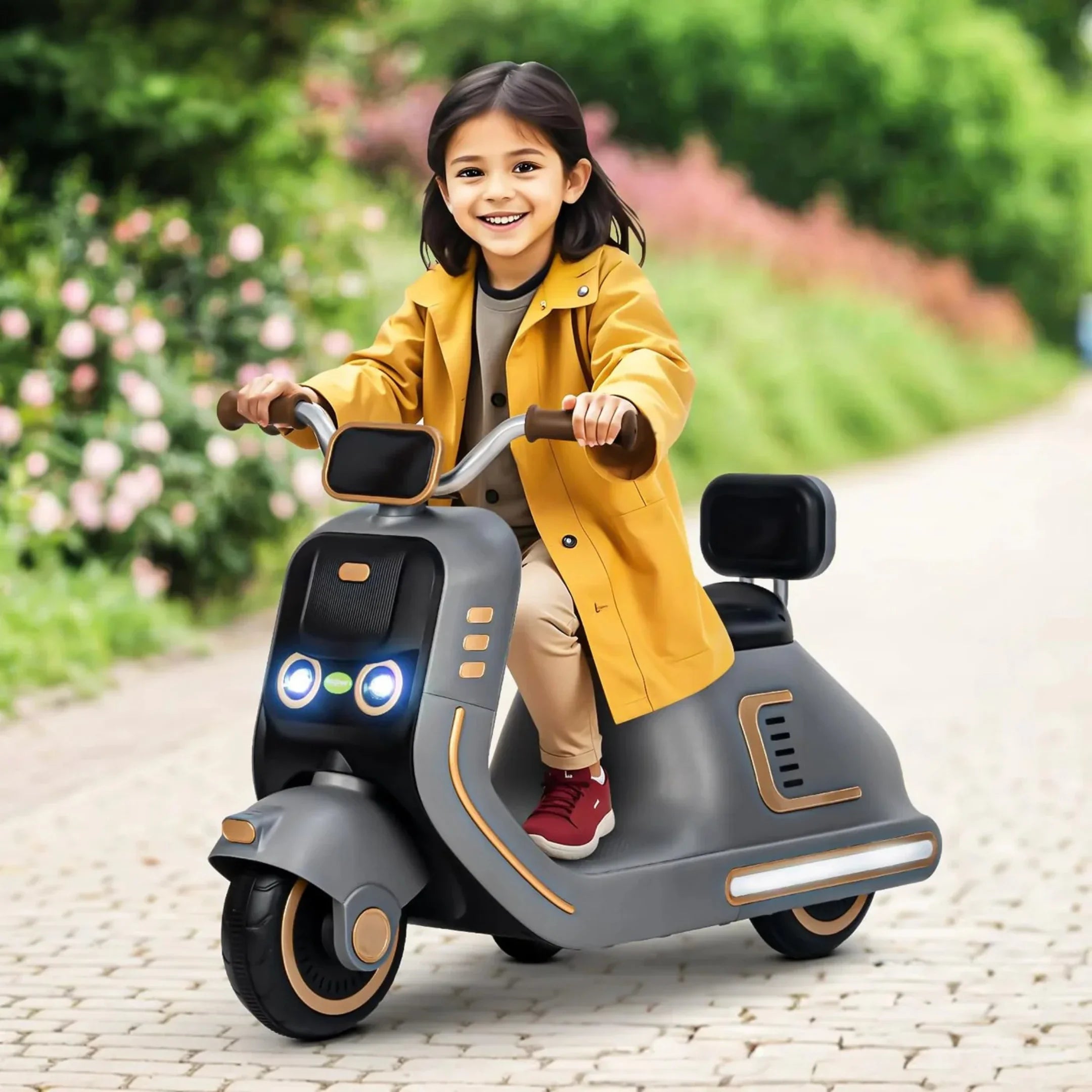Battery-powered Vespa-style scooter for kids