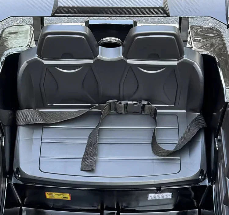 Gray seats with seat belts inside a vehicle