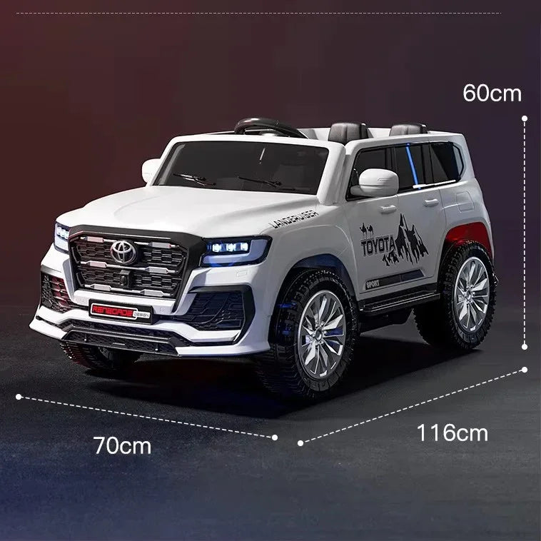 White toy SUV with dimensions labeled on a dark background
