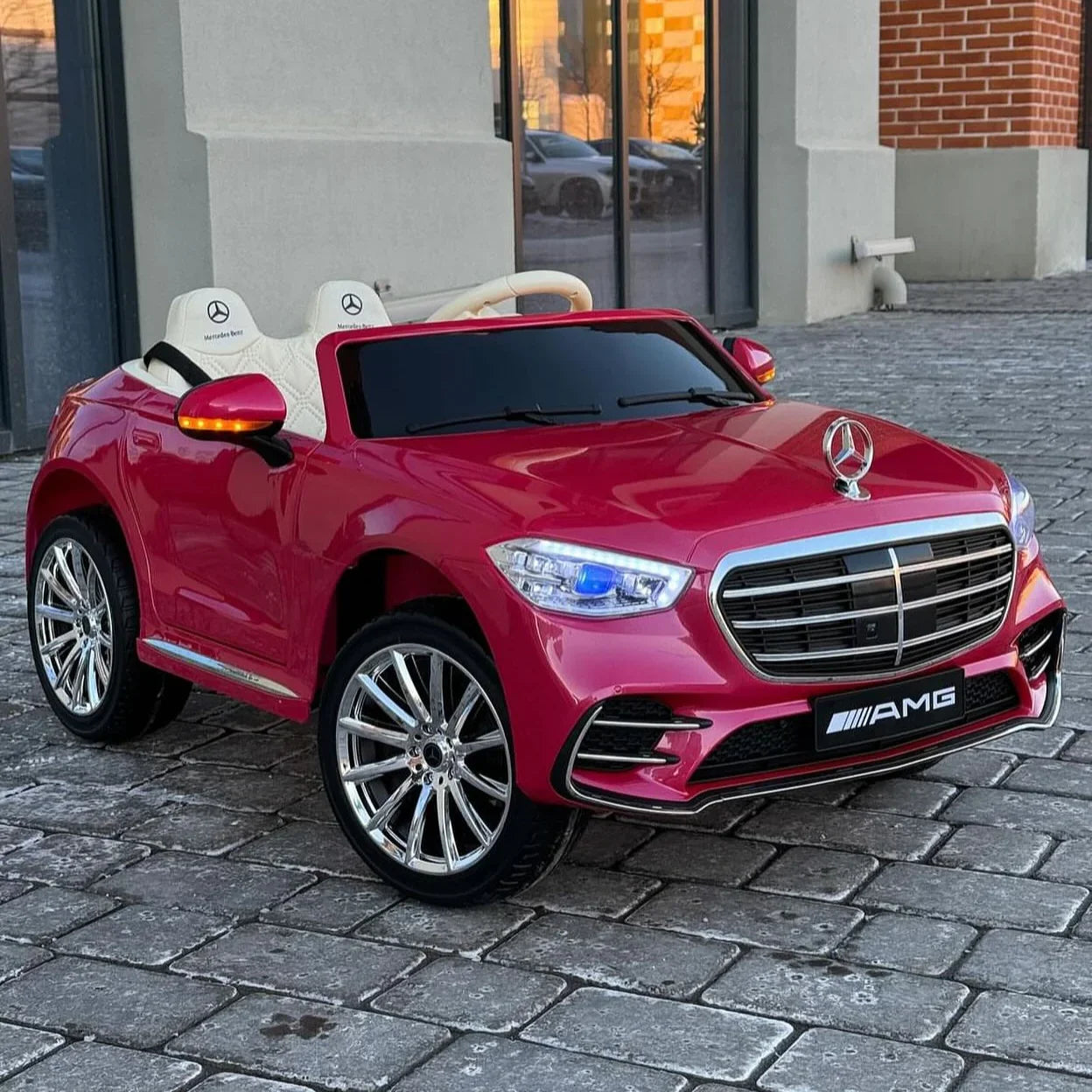 Mercedez Luxury 2-Seater Kids Electric Ride-On Car with Leather Seats & EVA Wheels