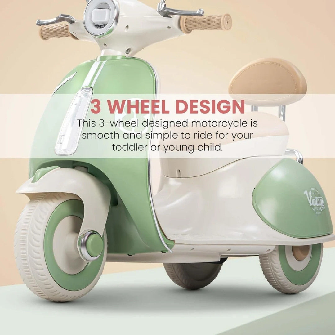 11CART Vintage Vespa Rechargeable Kids Scooty with Lights