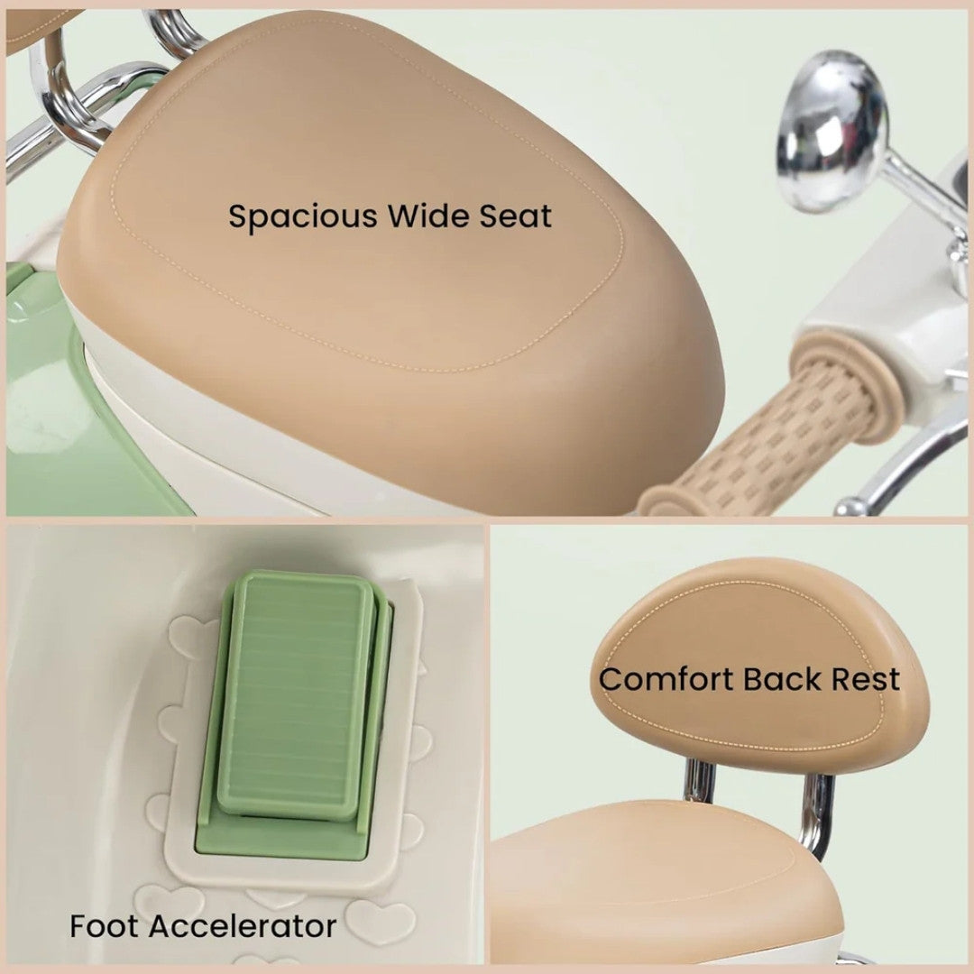 11CART Vintage Vespa Rechargeable Kids Scooty with Lights