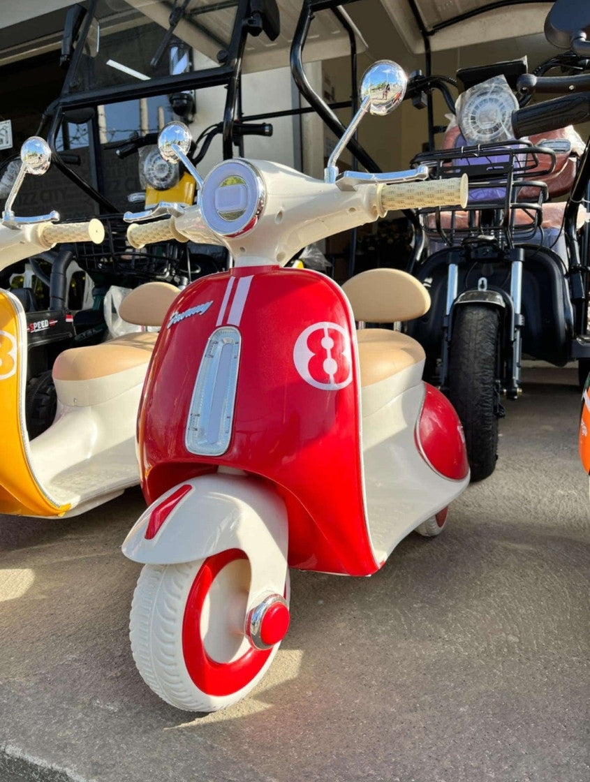 11CART Vintage Vespa Rechargeable Kids Scooty with Lights