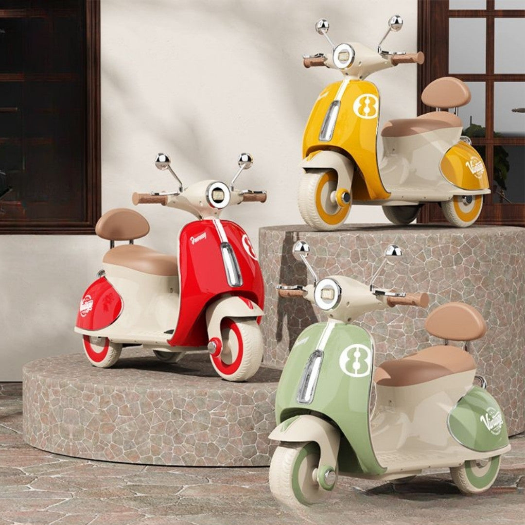 11CART Vintage Vespa Rechargeable Kids Scooty with Lights