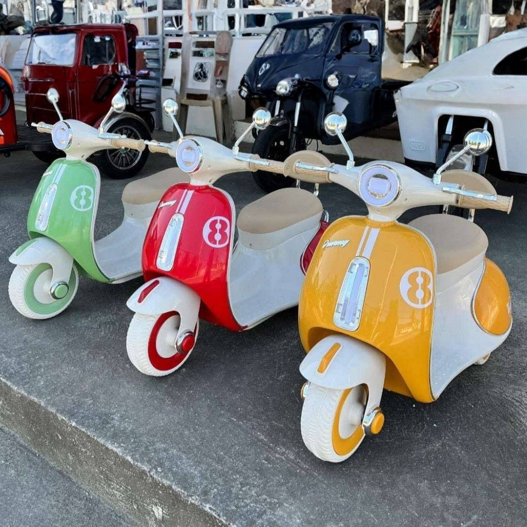 11CART Vintage Vespa Rechargeable Kids Scooty with Lights