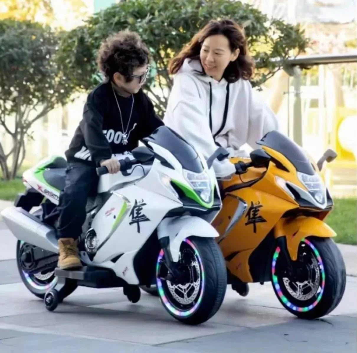 Battery Operated Hayabusa Motorcycle for Kids with Realistic Engine Sound Effects