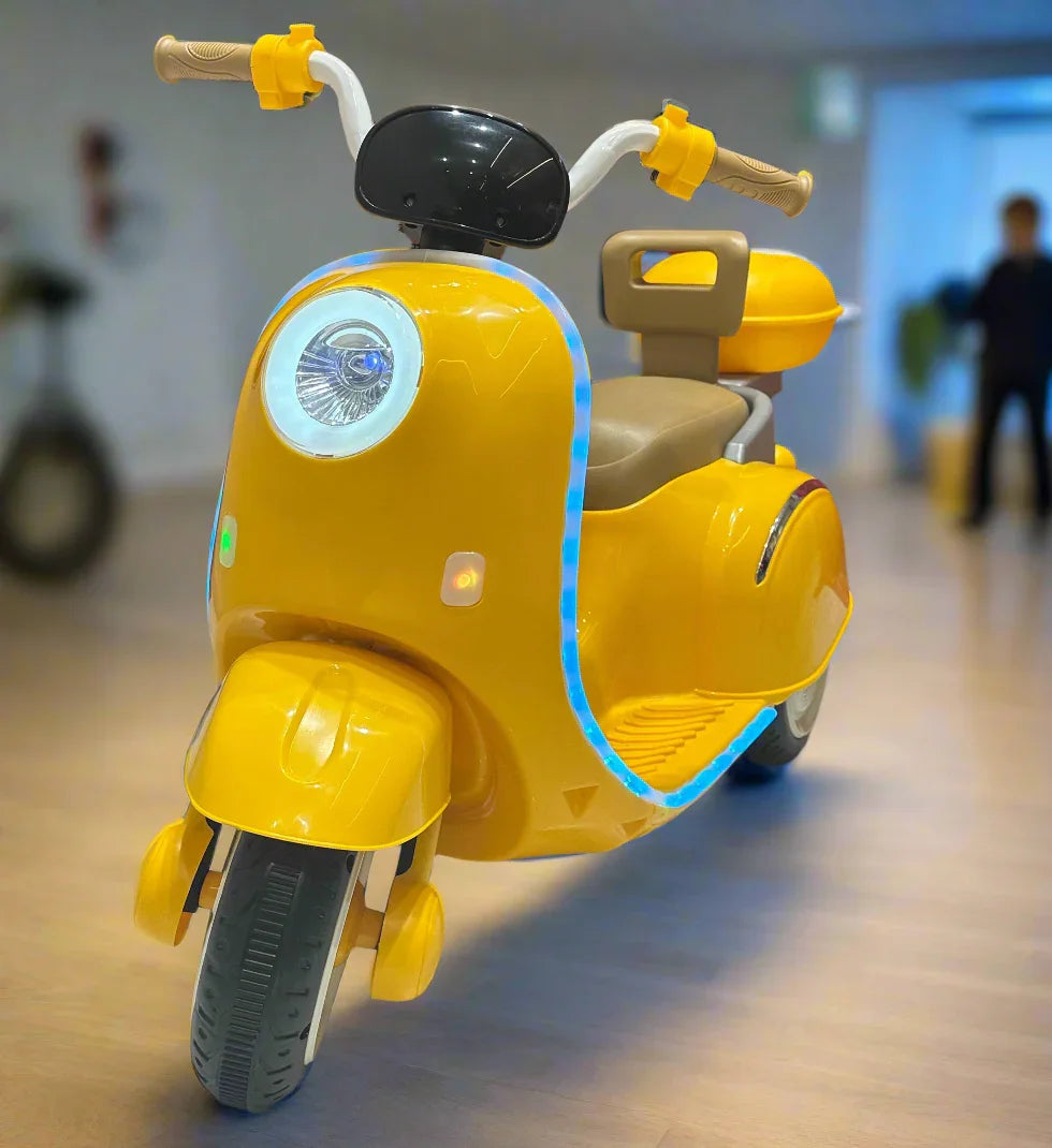 12V Electric Ride-On Vespa Mini for Kids – 3-Wheel Scooty | 11cart