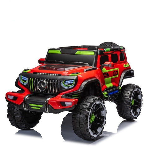 Kids electric ride-on jeep in vibrant red color