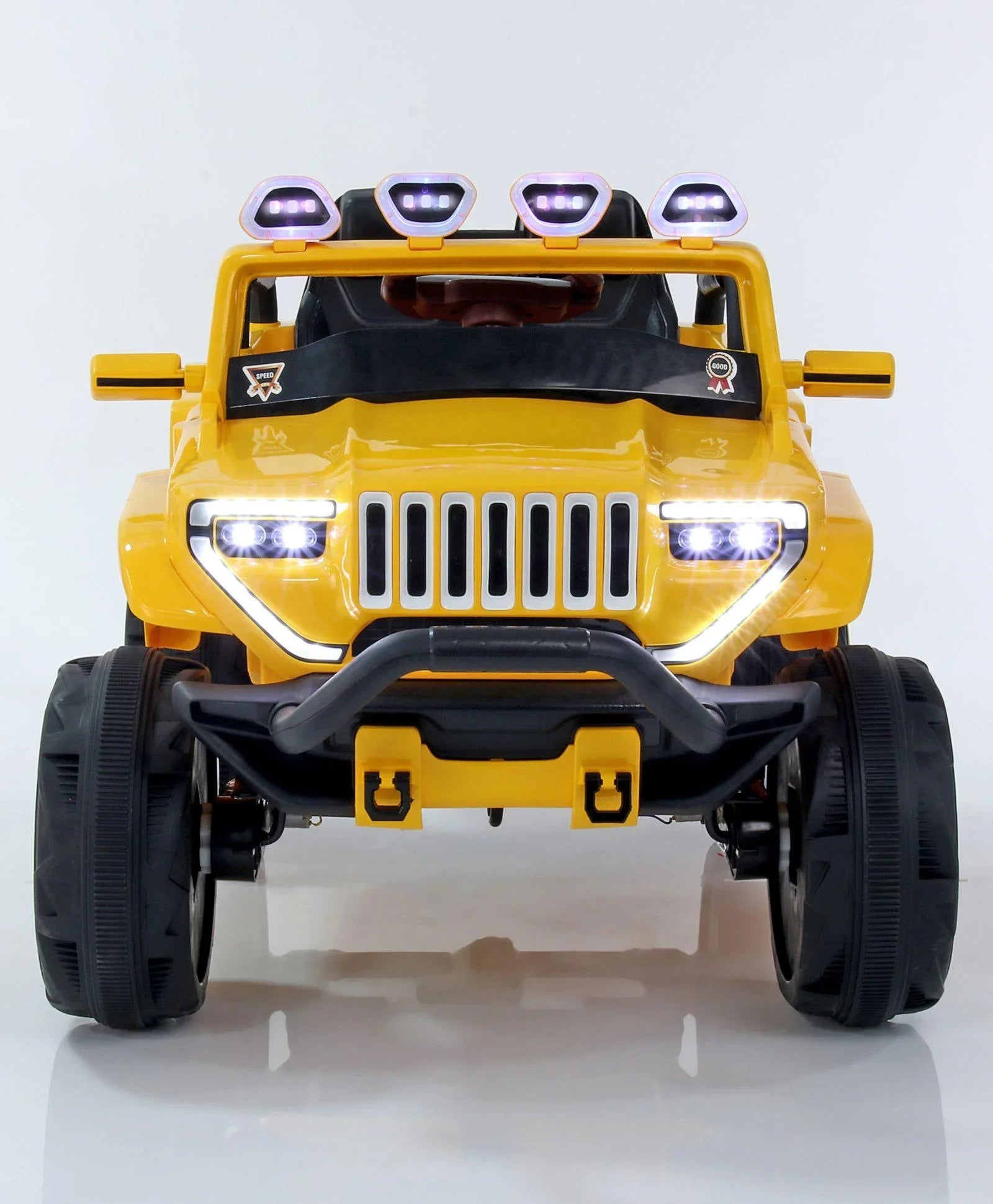 Jumbo-sized Ride-on Yellow 4x4 Battery Operated Bugatti Jeep for Kids - 11Cart