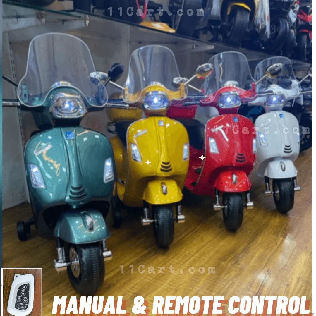 12V Metallic Paint Vespa Scooter for Kids | Battery Operated - 11Cart