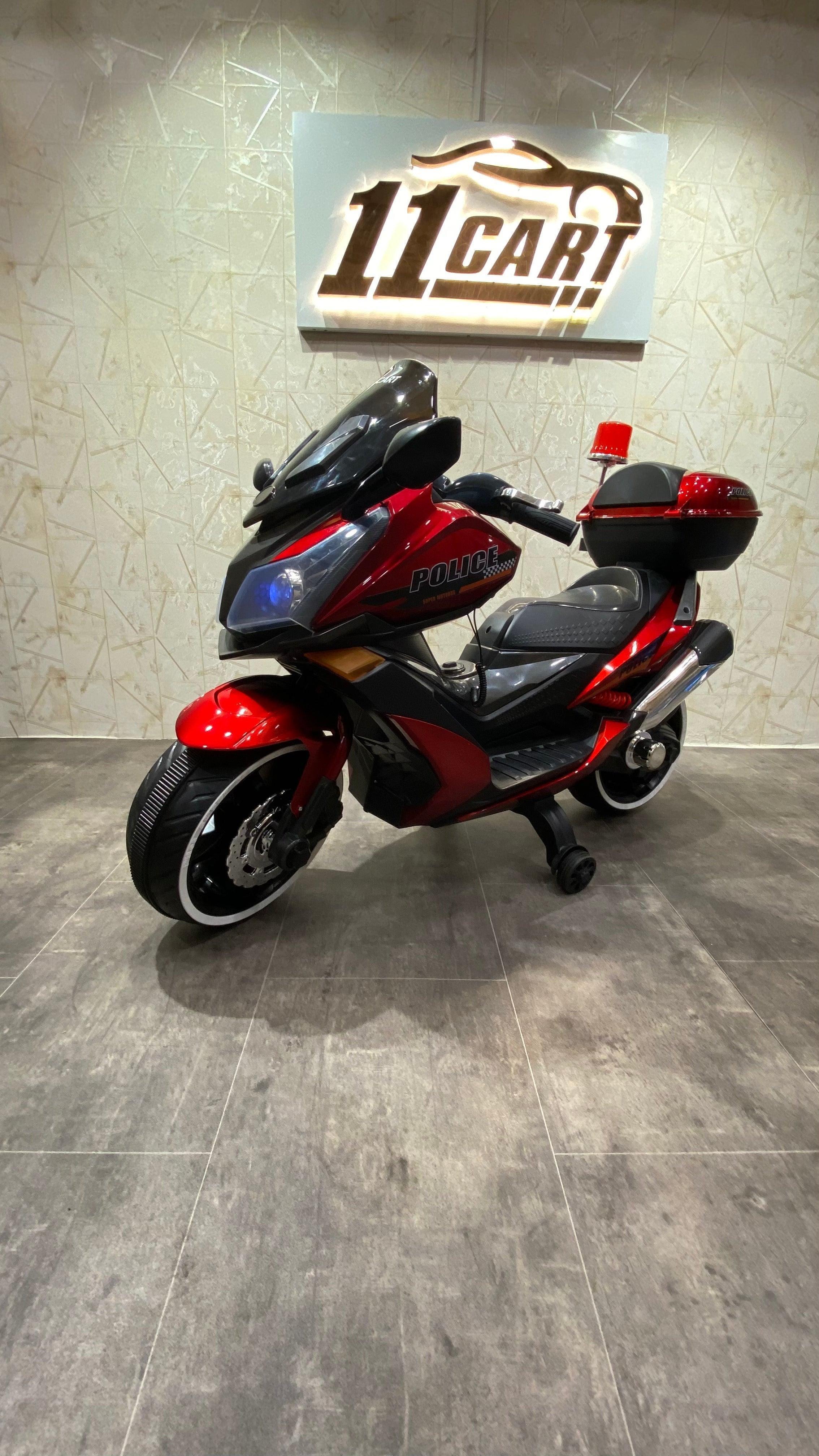 12V police bike for kids and toddlers with hand accelerator and realistic design