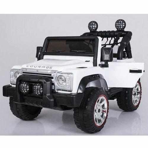 White and Black Battery-Operated Kids Courage Jeep Car with one trunk | Safety belt & 4 wheels suspension - 11Cart