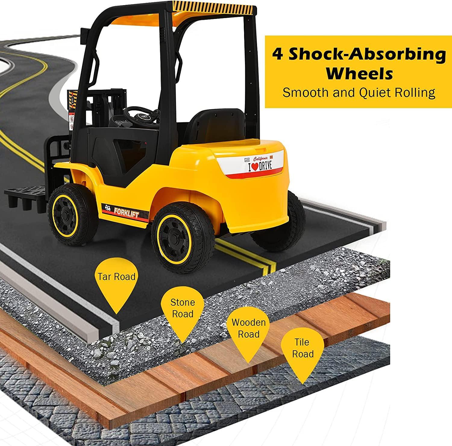 Kids Ride-On Forklift, Remote Control Forklift Openable Door & Storage Trunk - 11Cart