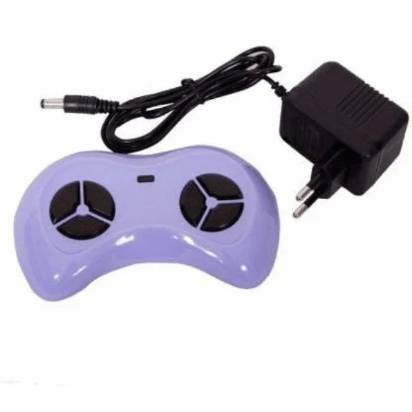 Battery-powered kids’ car with parental remote control and LED lights