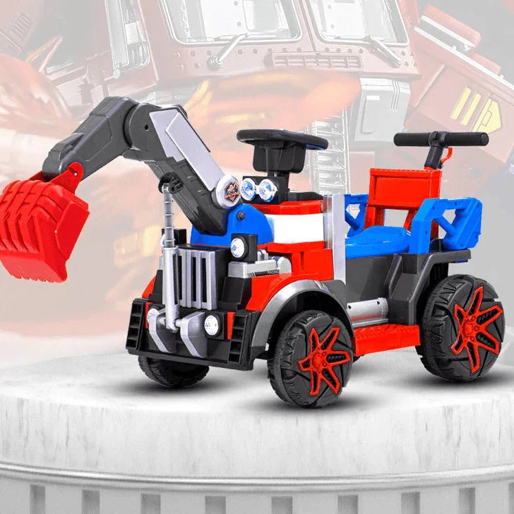 Electric kids' excavator with working shovel arm, ideal for imaginative playtime