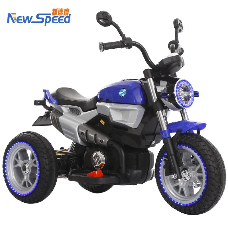 12V Blue Electric 3 Wheels Motorcycle for Toddlers & Kids - 11Cart