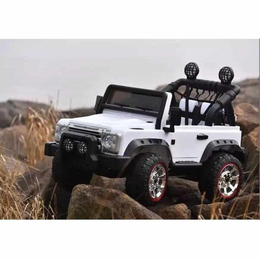 White and Black Battery-Operated Kids Courage Jeep Car with one trunk | Safety belt & 4 wheels suspension - 11Cart