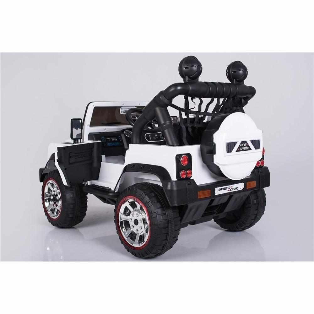 White and Black Battery-Operated Kids Courage Jeep Car with one trunk | Safety belt & 4 wheels suspension - 11Cart