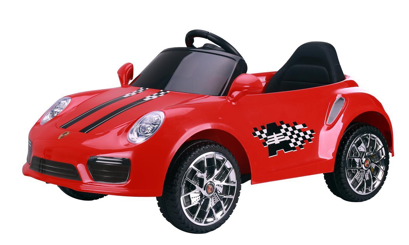 Luxury 12V Porsche ride-on car for children with realistic design and LED lights