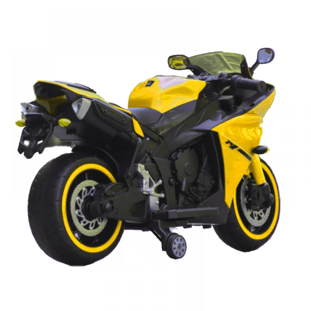 R1 Kids Electric Sports Ride on Bike with Training Wheels | Realistic Working LED Headlights - 11Cart