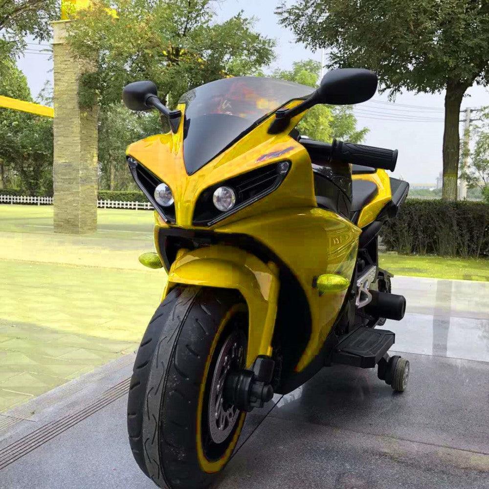 R1 Kids Electric Sports Ride on Bike with Training Wheels | Realistic Working LED Headlights - 11Cart