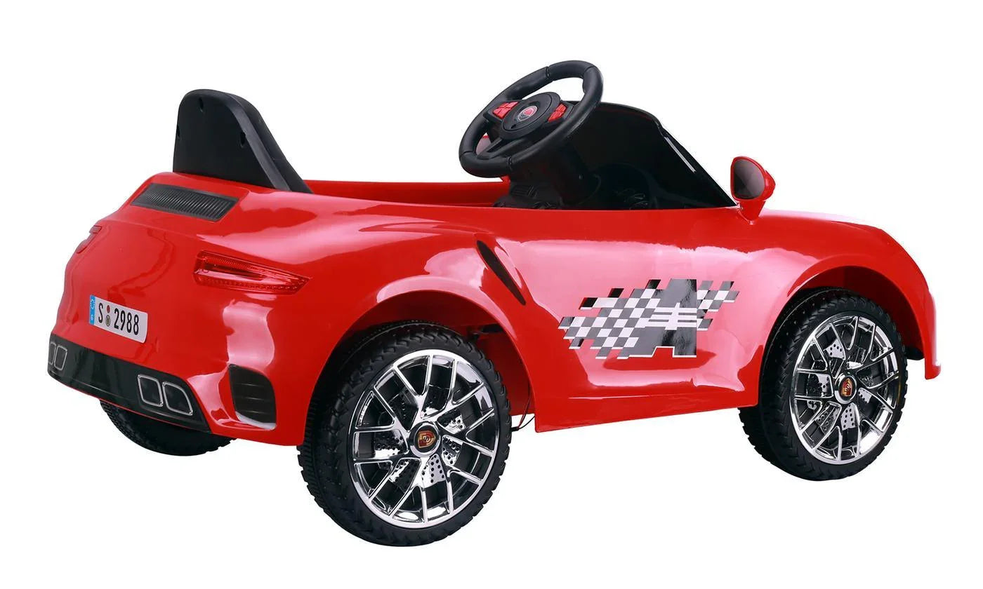 Stylish 12V Porsche toy car for children with leather seat and safety features