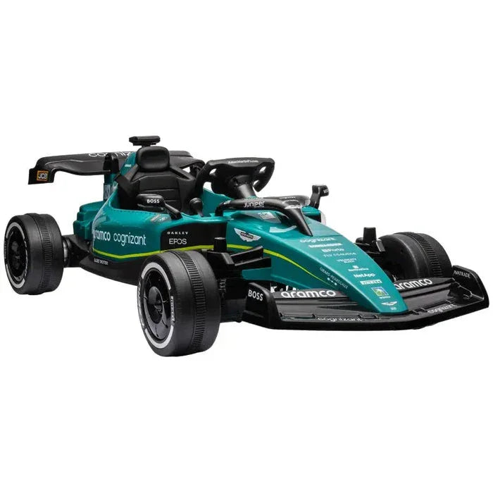 Aston Martin F1 kids ride-on front three-quarter view