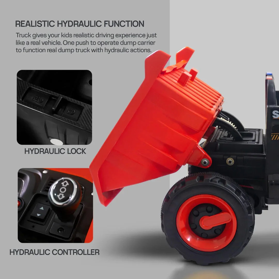 Colorful rechargeable ride-on truck with built-in music and vibrant lights