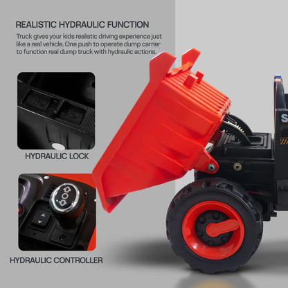 Colorful rechargeable ride-on truck with built-in music and vibrant lights