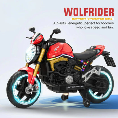 12V Kids Electric Motorcycle Bike with Training Wheels, Music & LED Lights – Ride-On Battery Bike for Boys & Girls Age 2–10 | Ducati Style by 11Cart