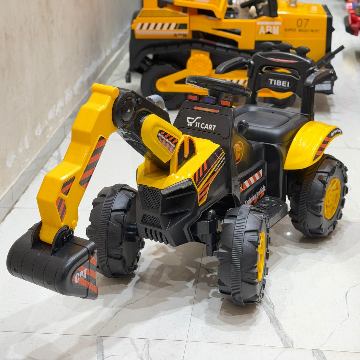 11CART Kids Ride-On JCB Excavator | 12V Battery-Powered Excavator Toy