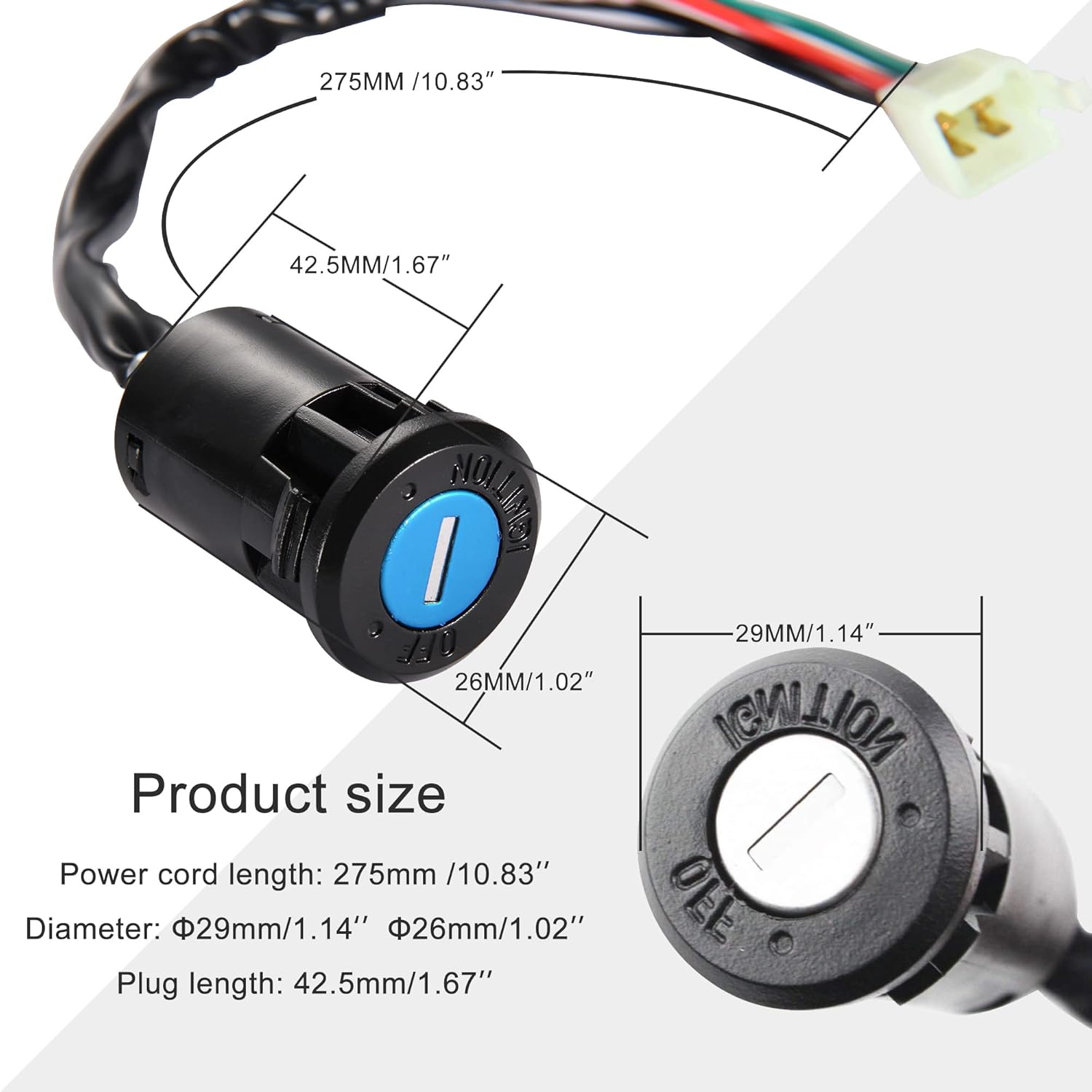 4-Pin Ignition Key Switch Set for Kids Battery Operated Car & Bike