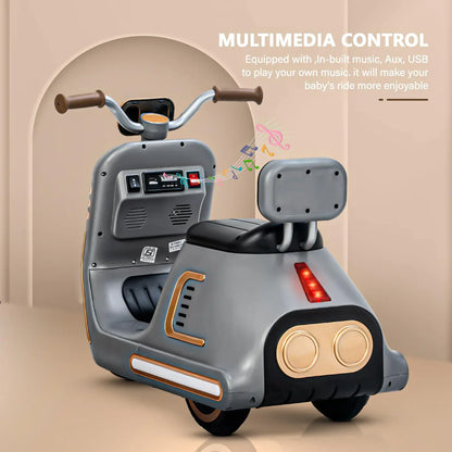Electric Vespa-style ride on scooter for toddlers

