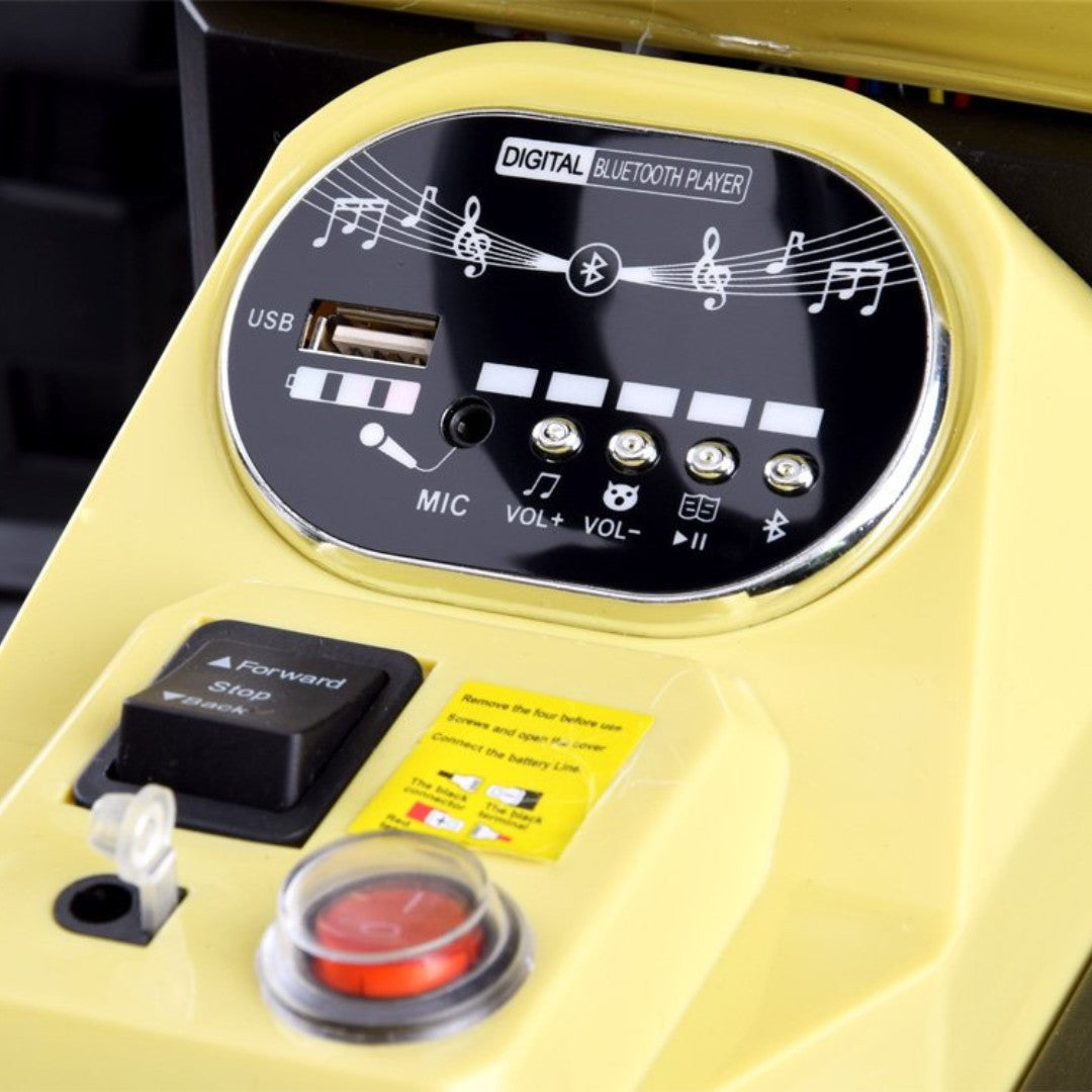 11CART Kids Ride On Tractor 12V Battery Operated with Hydraulic Trolley, Dual Motor Electric Tractor for Kids with Music & Lights