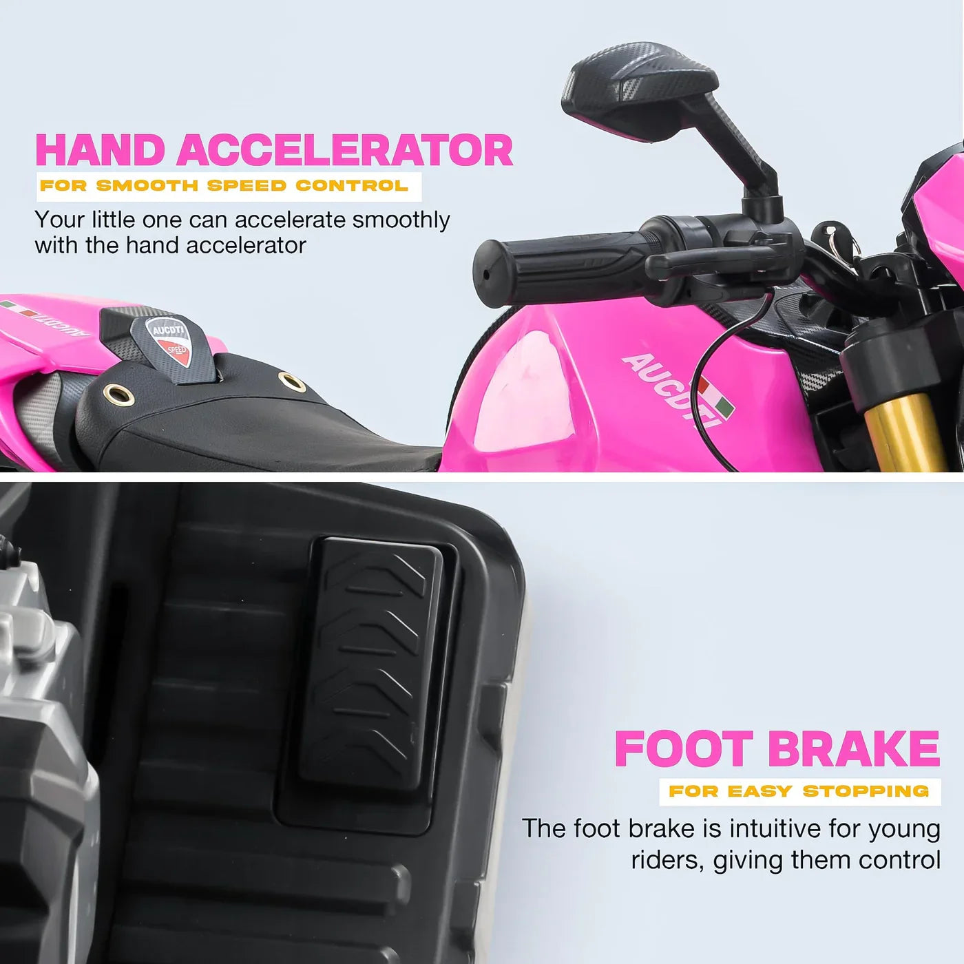 12V Kids Electric Motorcycle Bike with Training Wheels, Music & LED Lights – Ride-On Battery Bike for Boys & Girls Age 2–10 | Ducati Style by 11Cart