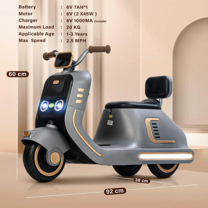 Kids ride on Vespa bike with realistic scooter look