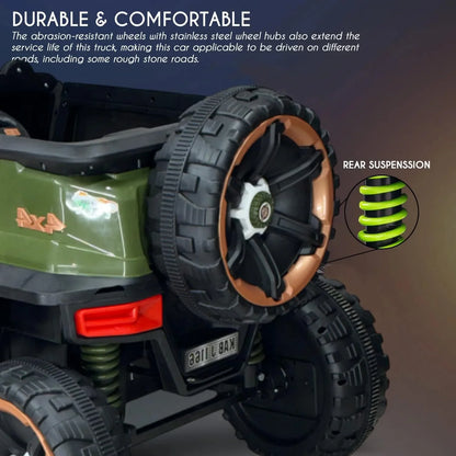 12V 4x4 Ride On Jeep for Kids with Remote | Dual Seats, Music System & Rear Suspension
