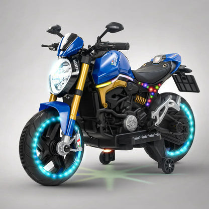 12V Kids Electric Motorcycle Bike with Training Wheels, Music & LED Lights – Ride-On Battery Bike for Boys & Girls Age 2–10 | Ducati Style by 11Cart