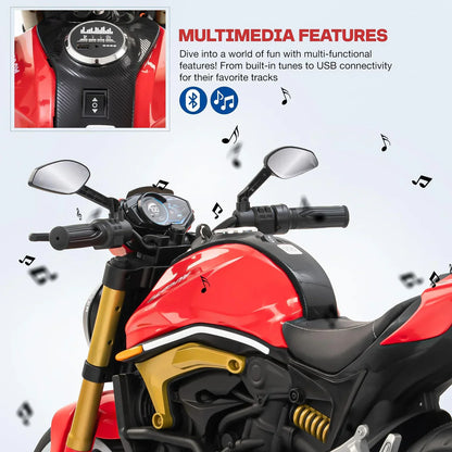 12V Kids Electric Motorcycle Bike with Training Wheels, Music & LED Lights – Ride-On Battery Bike for Boys & Girls Age 2–10 | Ducati Style by 11Cart