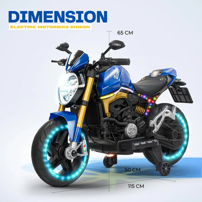 12V Kids Electric Motorcycle Bike with Training Wheels, Music & LED Lights – Ride-On Battery Bike for Boys & Girls Age 2–10 | Ducati Style by 11Cart