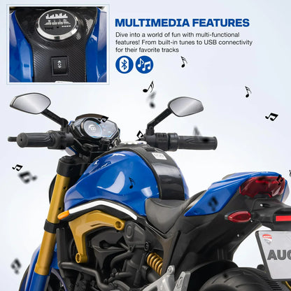 12V Kids Electric Motorcycle Bike with Training Wheels, Music & LED Lights – Ride-On Battery Bike for Boys & Girls Age 2–10 | Ducati Style by 11Cart