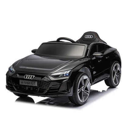 Black Audi e-tron GT toy car on a white background