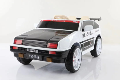Model car with a white and black design on a white background