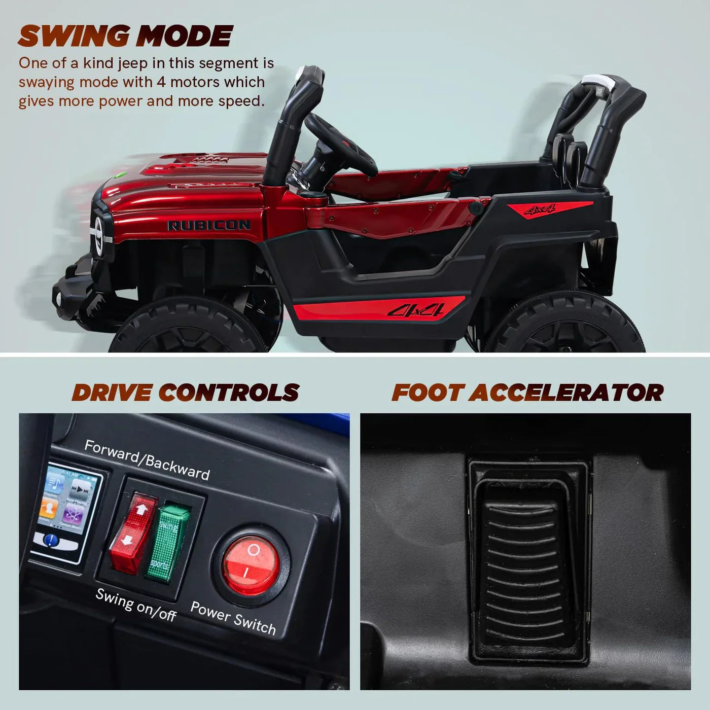 Kids Jeep 4*4 Wheel Drive | Remote & Parent Control