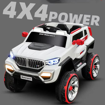 Children's toy SUV with '4x4 Power' text on a gray background
